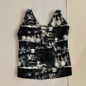 Lucky Brand Black Grey White Swim Top